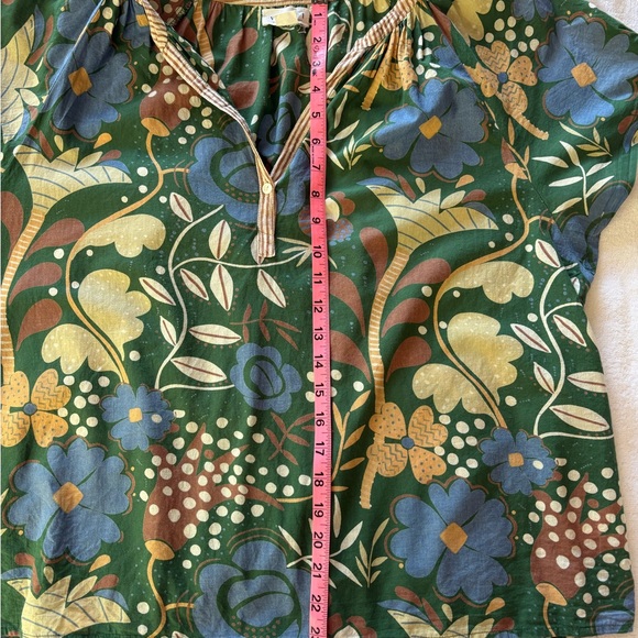 Floral Green and Blue Blouse - Picture 6 of 9